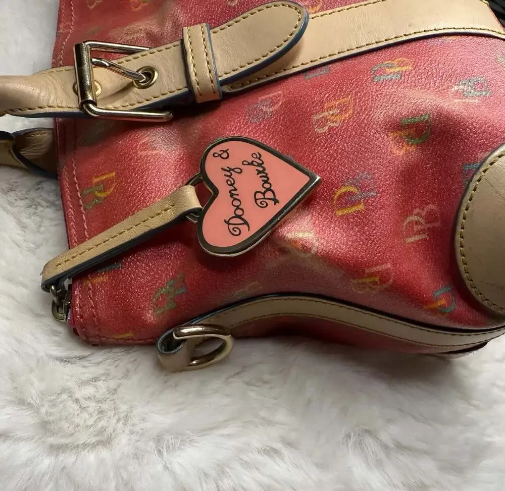 Dooney & Bourke Monogram Multi-Color DB Logo Satchel with Leather Trim